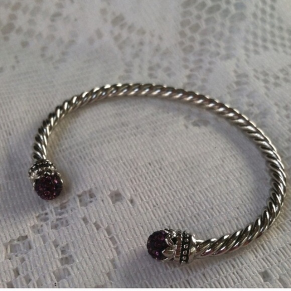 Jewelry - NEW Open Bangle Purple Crystal Twist