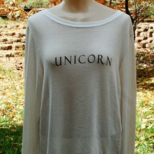 Wildfox Unicorn Baggy Thermal Sweater Long Sleeve