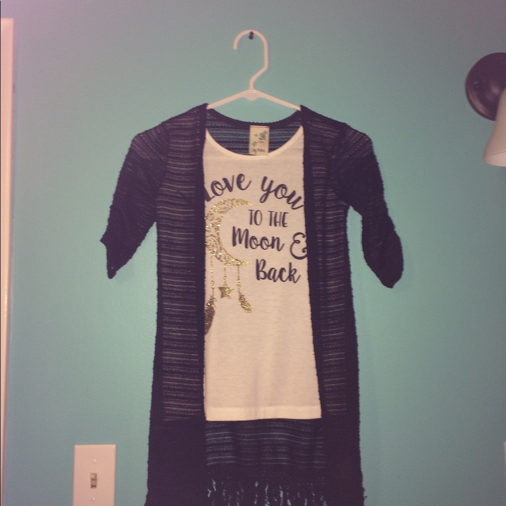 Lily blue girls cardigan/tank shirt