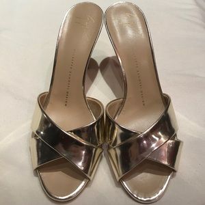 Giuseppe zanotti gold open back high heel sandals