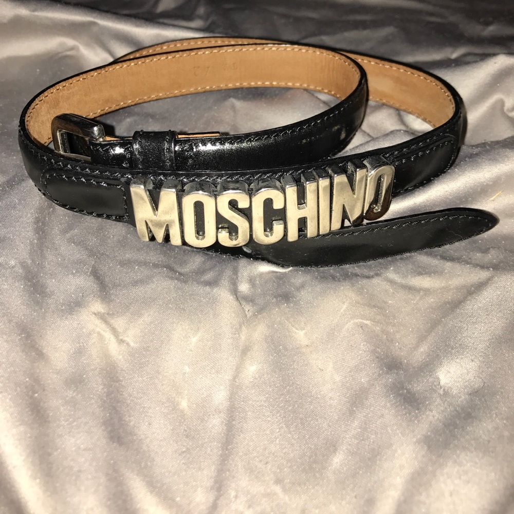 Moschino Black Patent Leather Belt