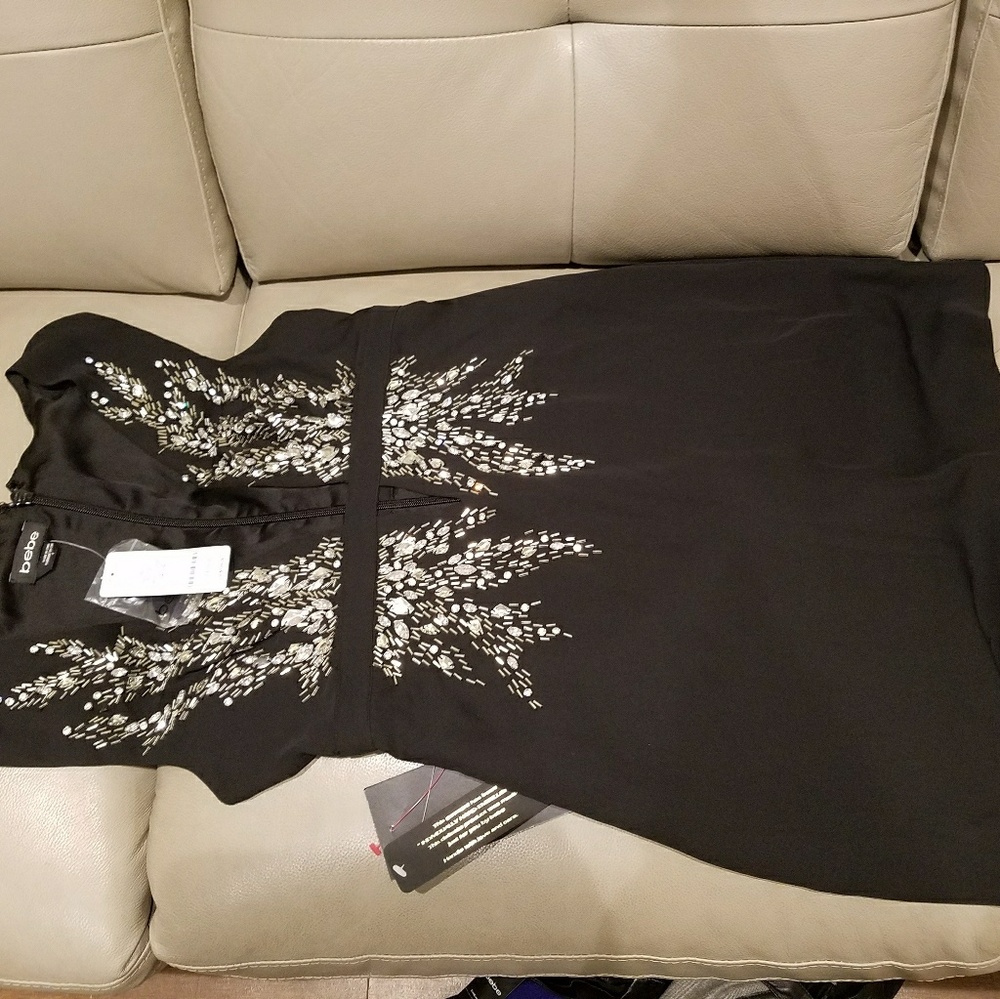 New BEBE Beaded Deep V Neck GGT Dress size 4