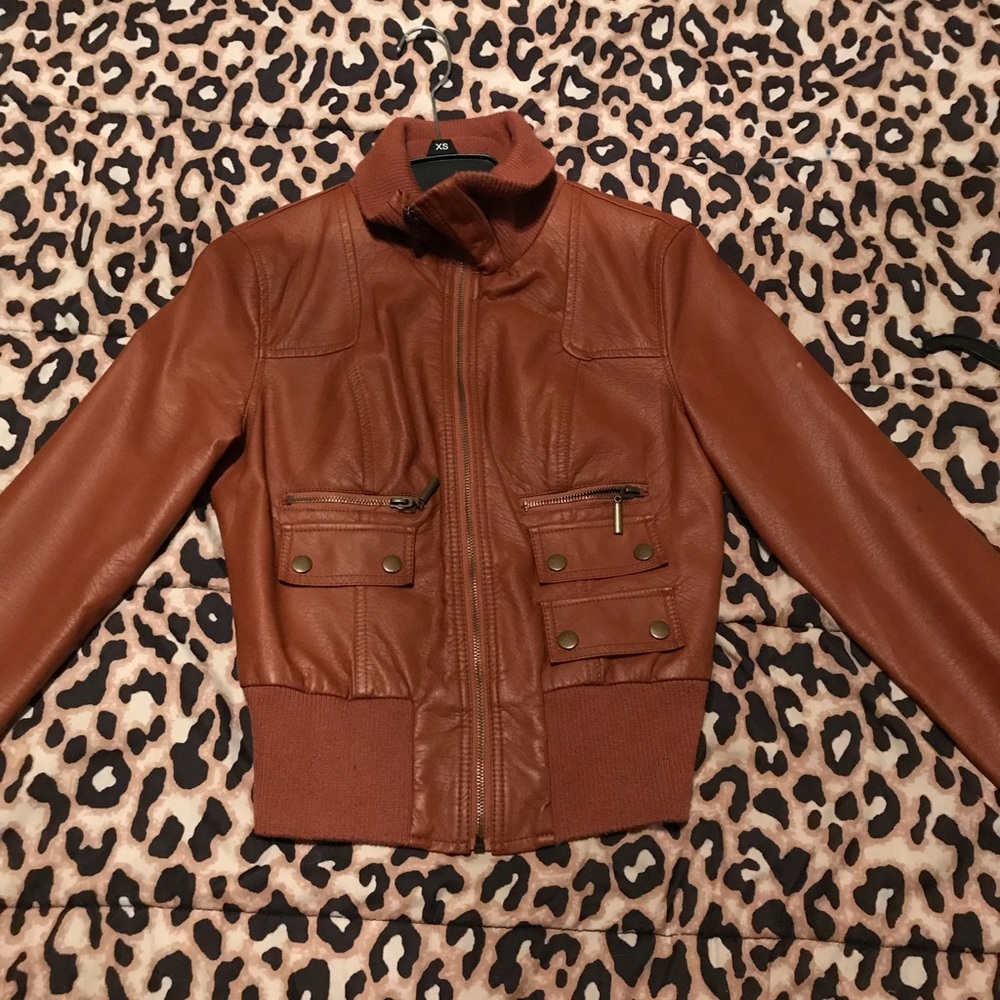 Brown faux leather jacket