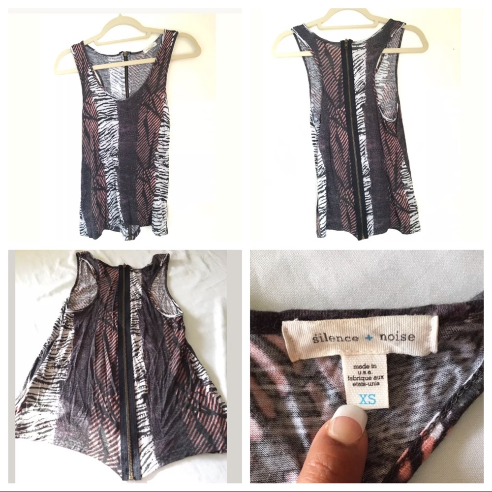 Tank top Back Long Zipper Black Brown White SizeXS