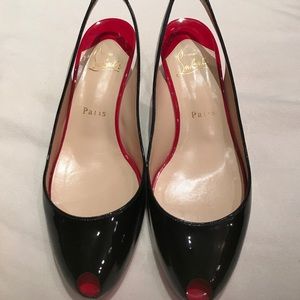 Christian louboutin pantent sling back sandals