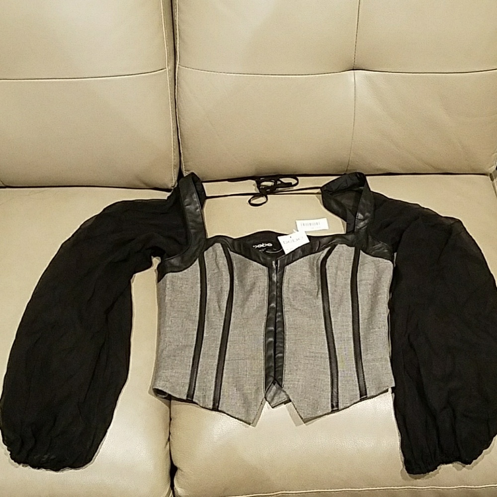 NEW BEBE LONG SLEEVE BUSTIER SIZE SMALL