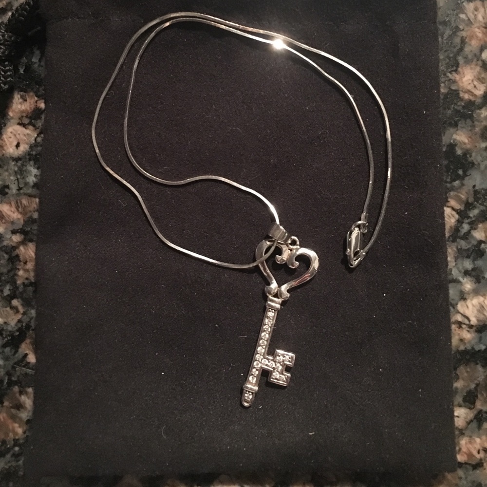 Silver Heart Key Necklace