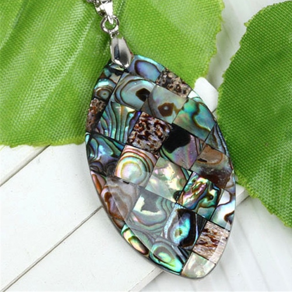 NEW Natural Abalone Shell Necklace & Earrings Set - Picture 3 of 8