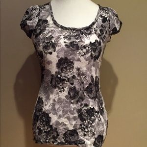 Black and white lace floral top