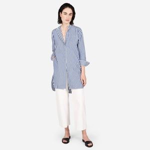 The Cotton Poplin Collarless Shirt Dress