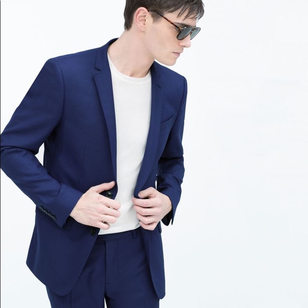 New Zara Man Dark Blue Blazer SZ M US 42