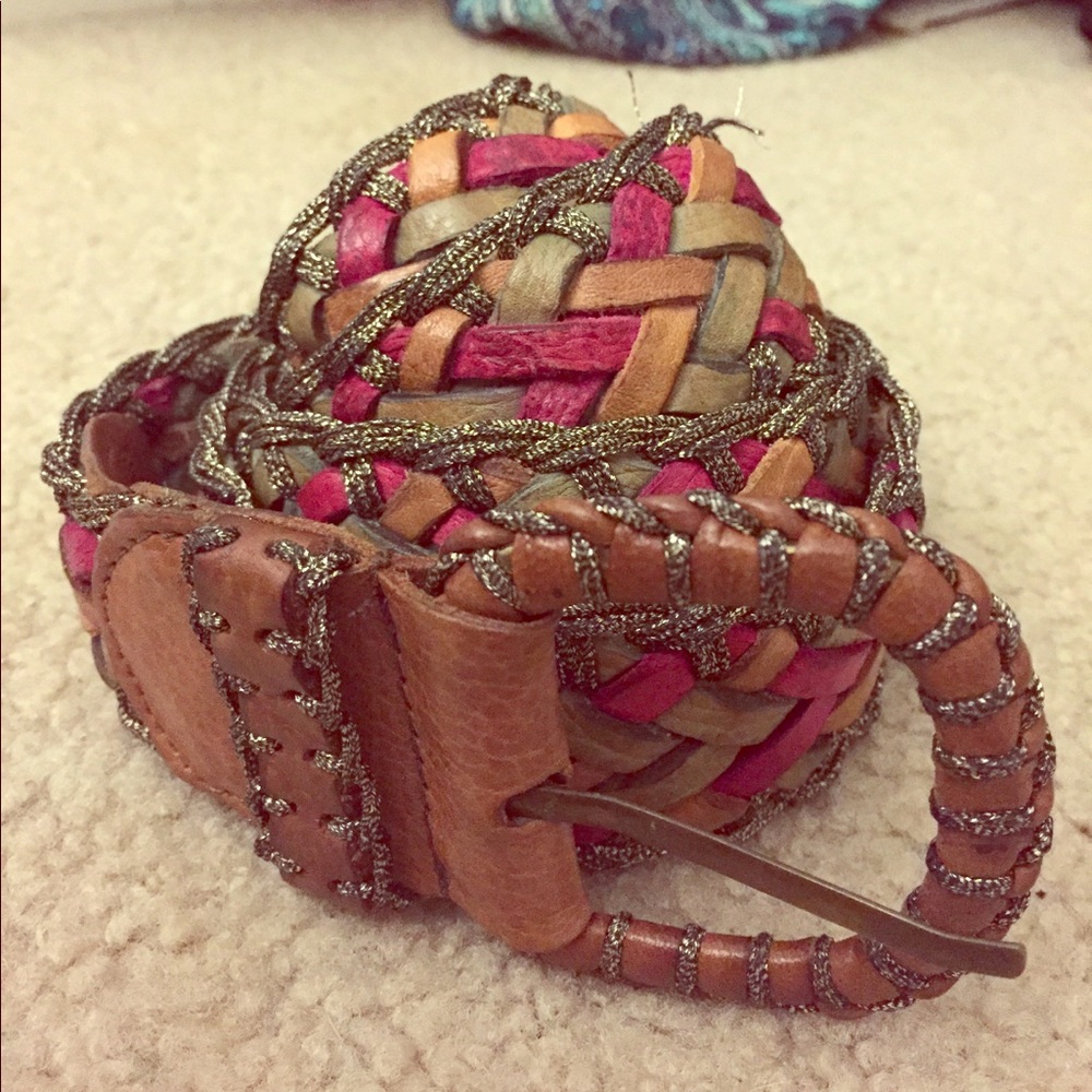 Anthropologie multi-colored leather woven belt