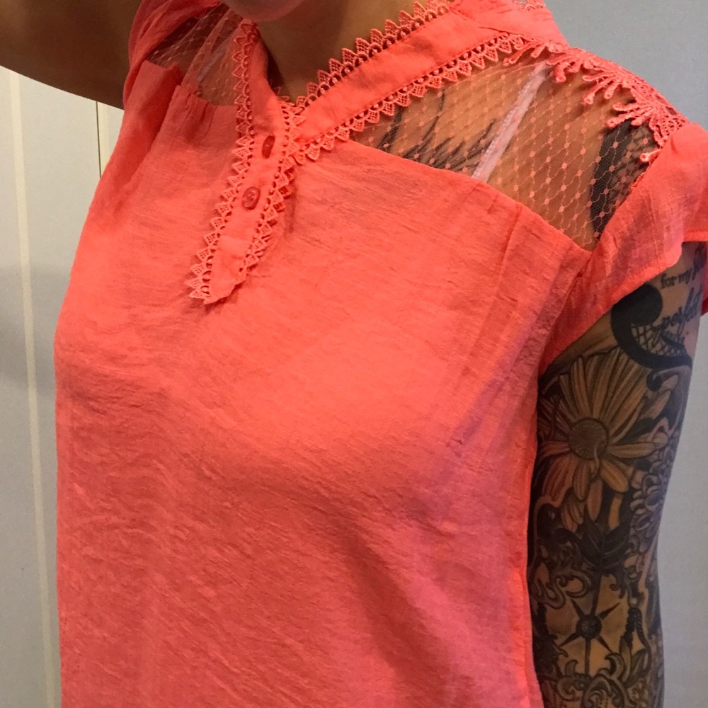 Lace coral blouse