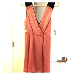 Peach cocktail dress.