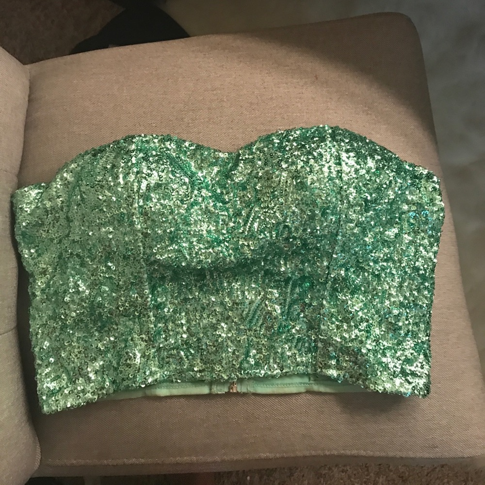 Sparkly sequin Aqua crop top