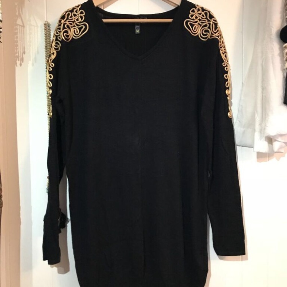 H&M Sweater Dress with gold shoulder detail