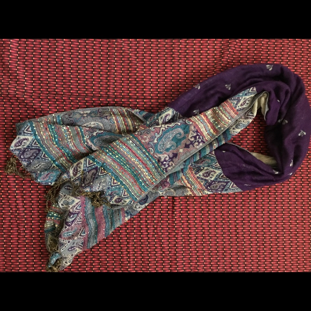 Reverse scarf 66inches long. 33inches when folded