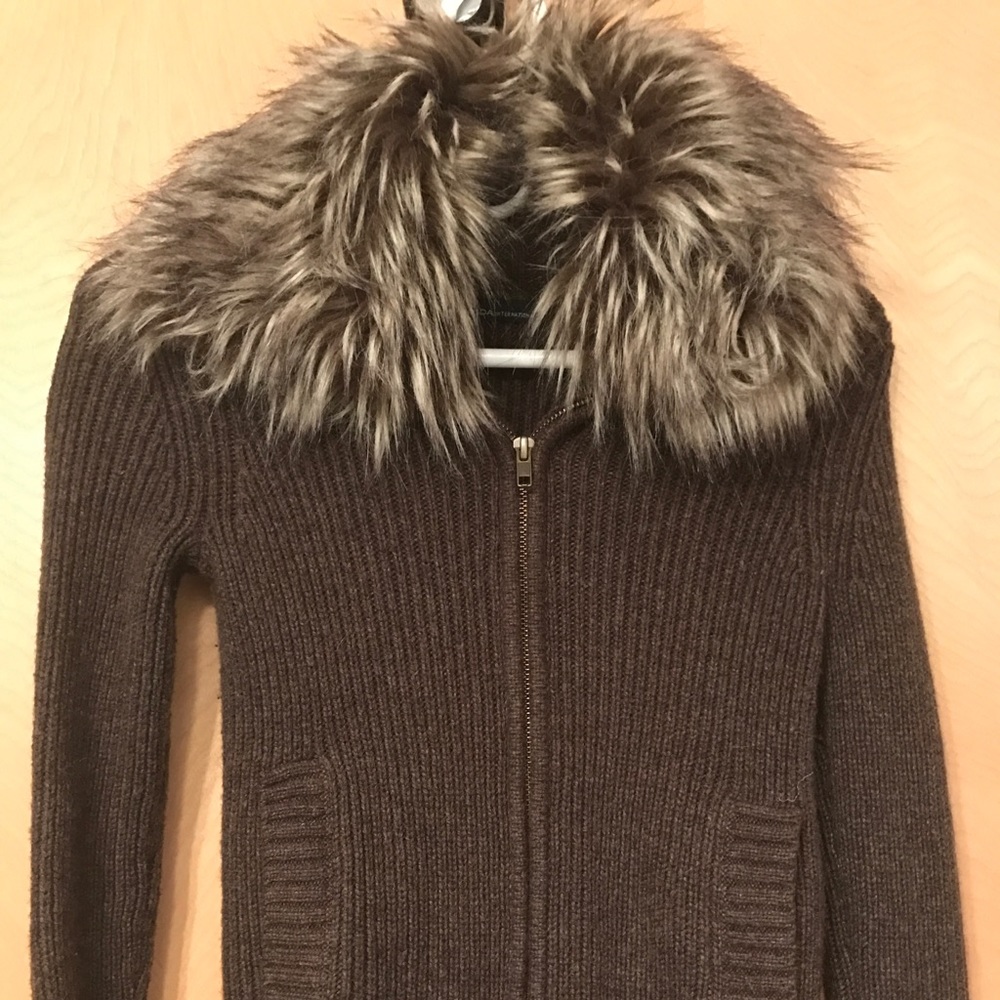 Moda International faux fur collared sweater