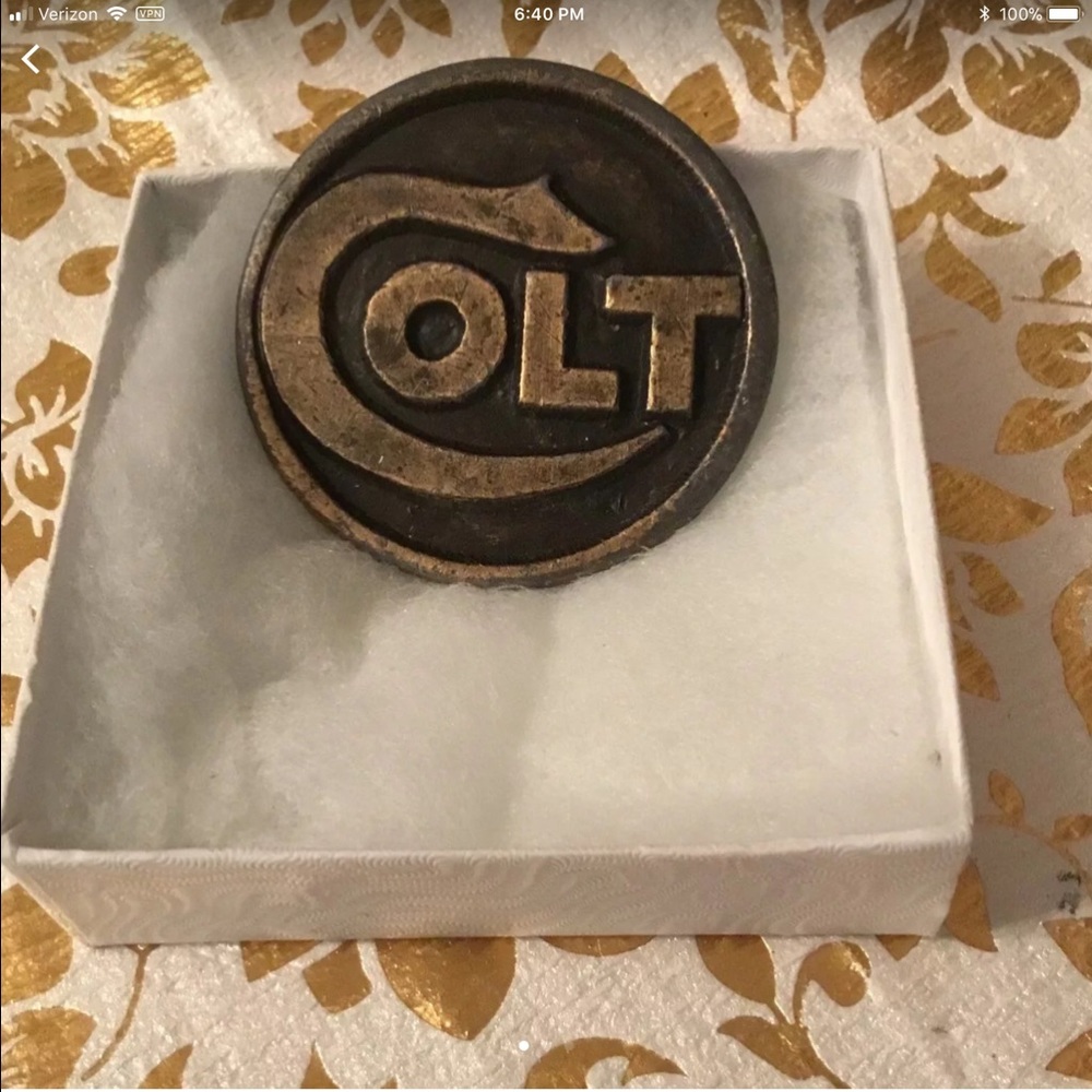 Colt brass belt buckle Tiffany