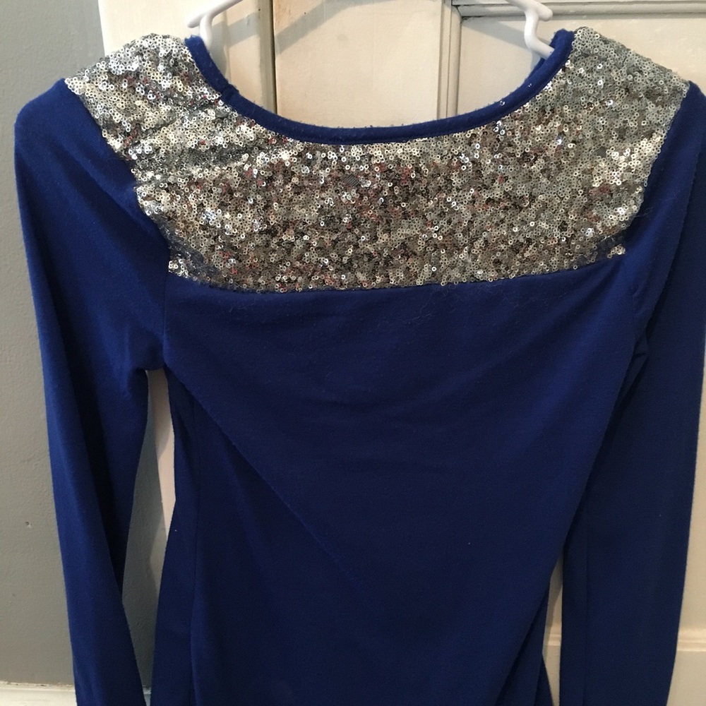 Rue 21 Long sleeve royal blue and Sequin top