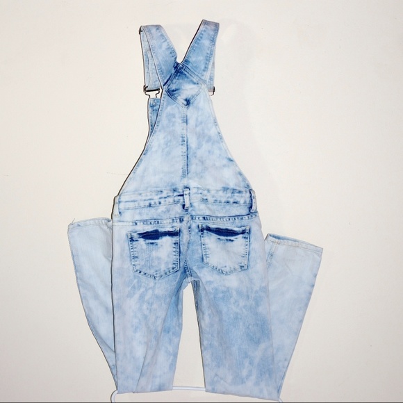RUE21 Ripped Jeans Bib Overalls Denim Jumpsuit 3/4 - Picture 2 of 8