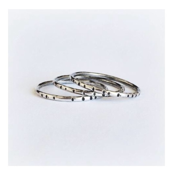 sterling silver etched stacking rings ✨ set of 3 - Picture 1 of 3