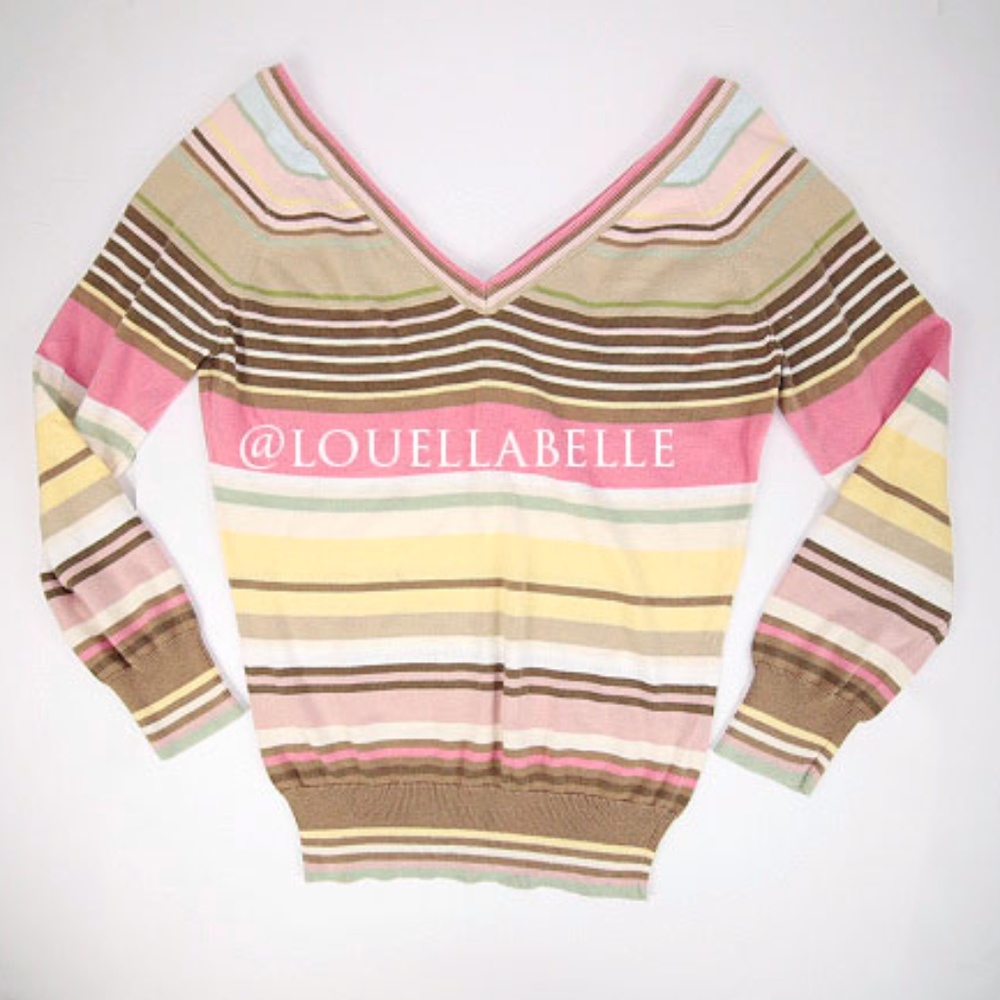 The Limited Vneck Vback Pastel Striped Knit Size S