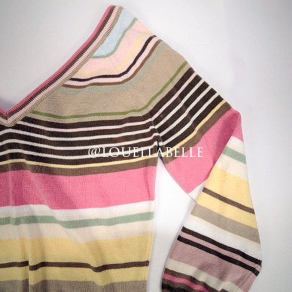 The Limited Vneck Vback Pastel Striped Knit Size S - Picture 2 of 4