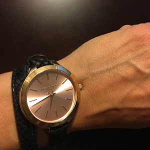 Michael Kors double wrap, leather band watch