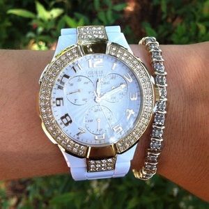 Guess Women’s White Prism Watch