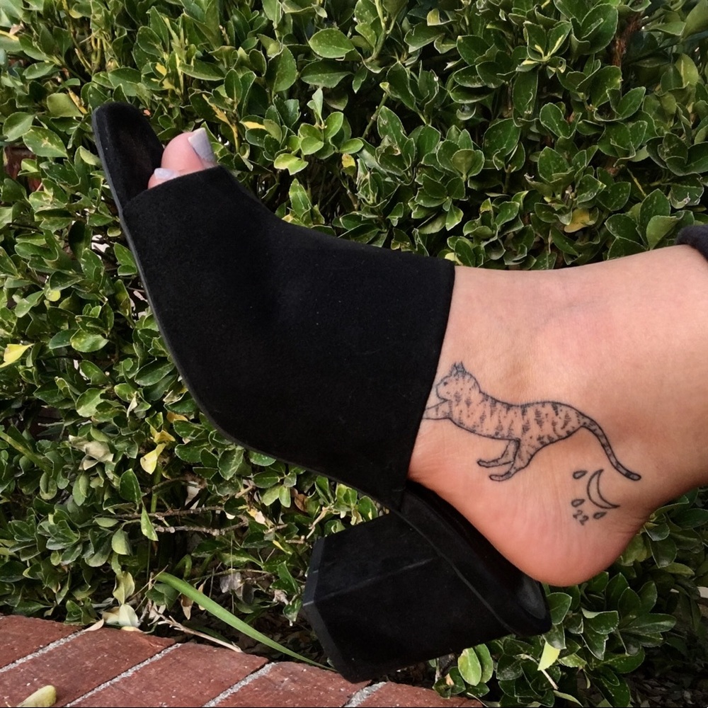 Zara Suede Slide Chunky Heels