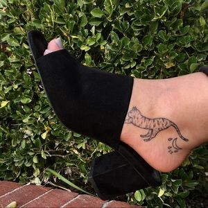 Zara Suede Slide Chunky Heels