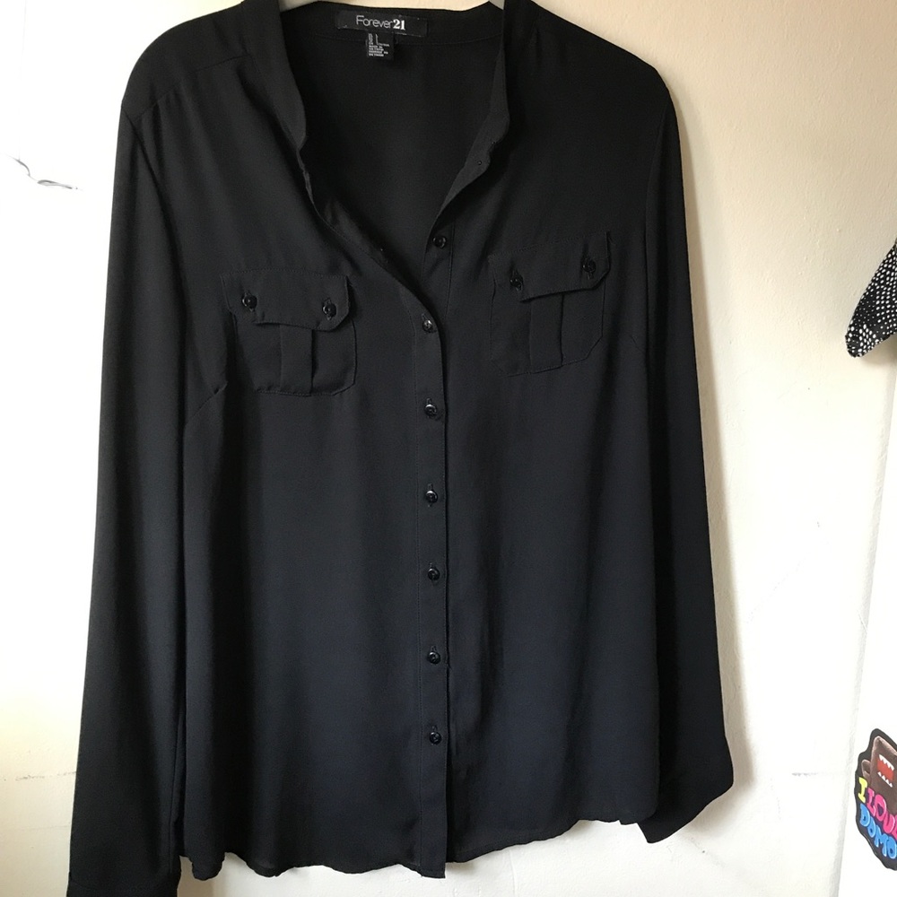 Black flowy button up Forever 21 blouse