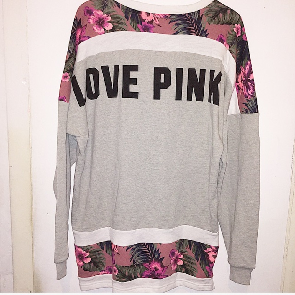 Pink floral crew Sweater