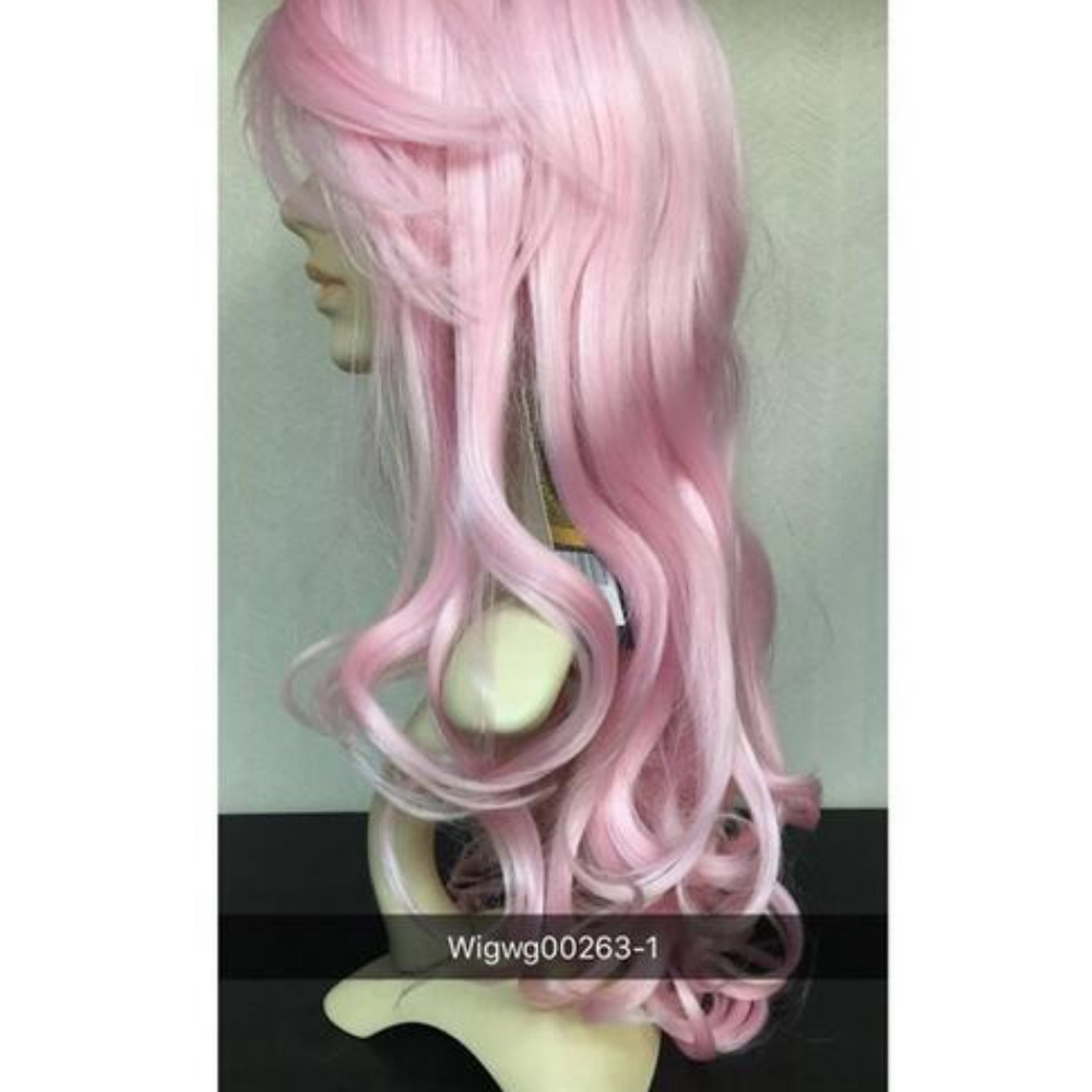 Baby pink synthetic wavy wig