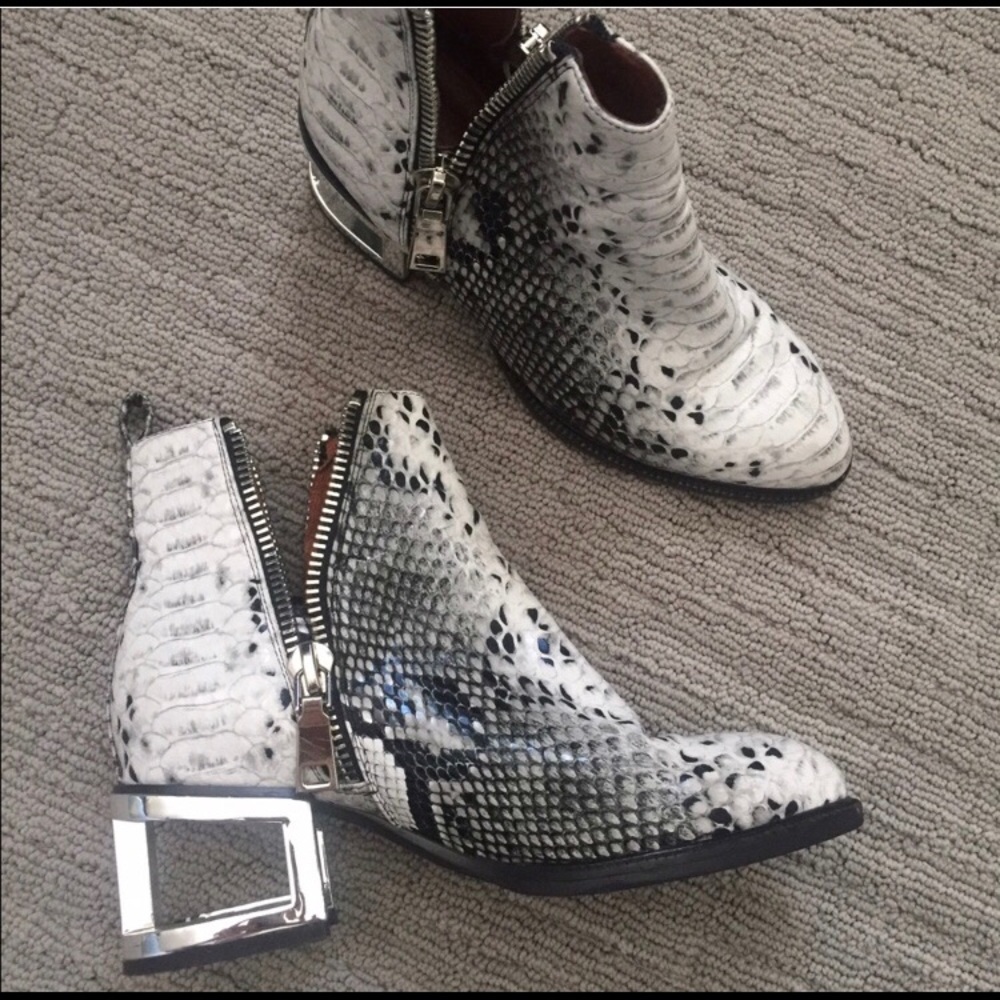 ISO! Jeffrey Campbell snakeskin booties