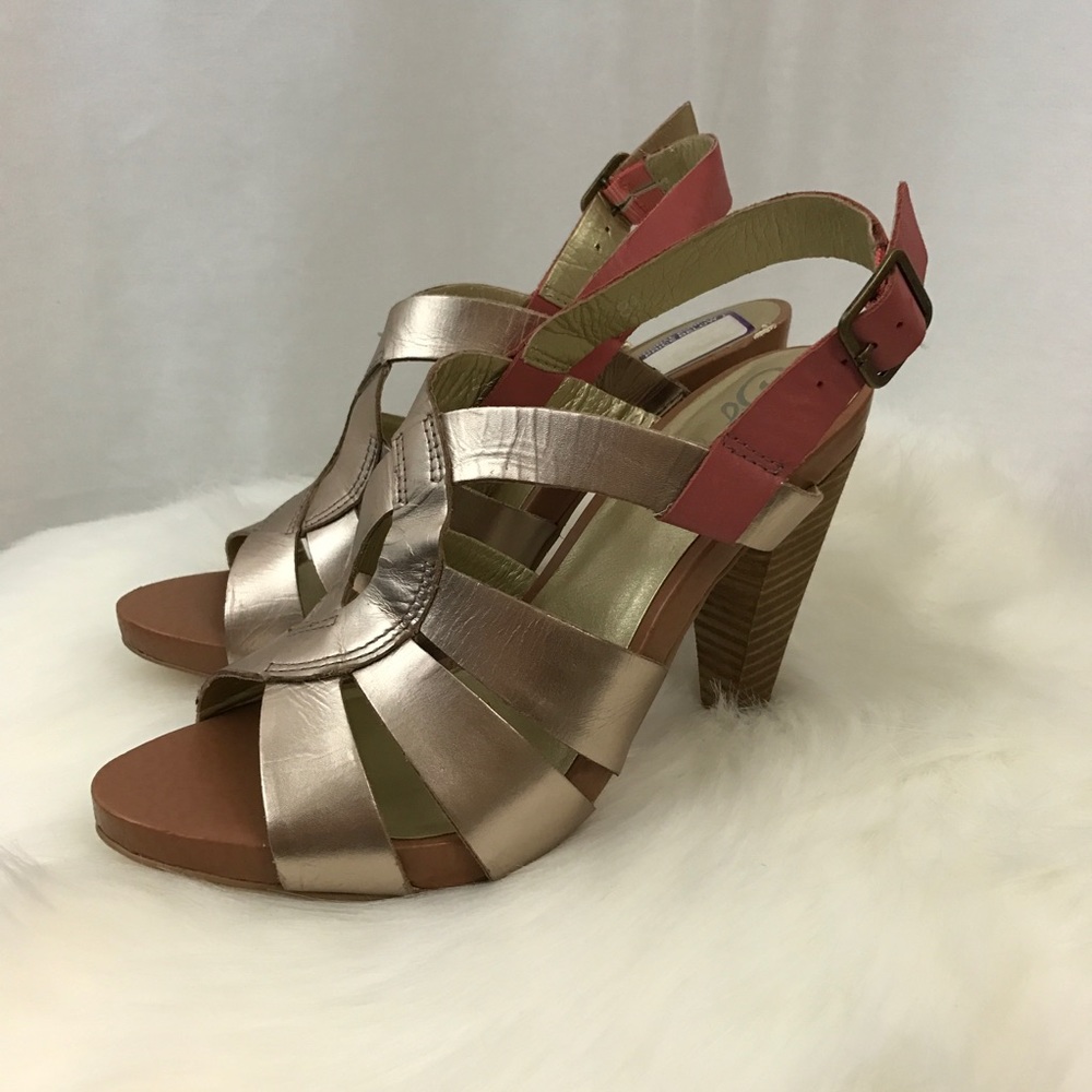 Seychelles gold and pink heels