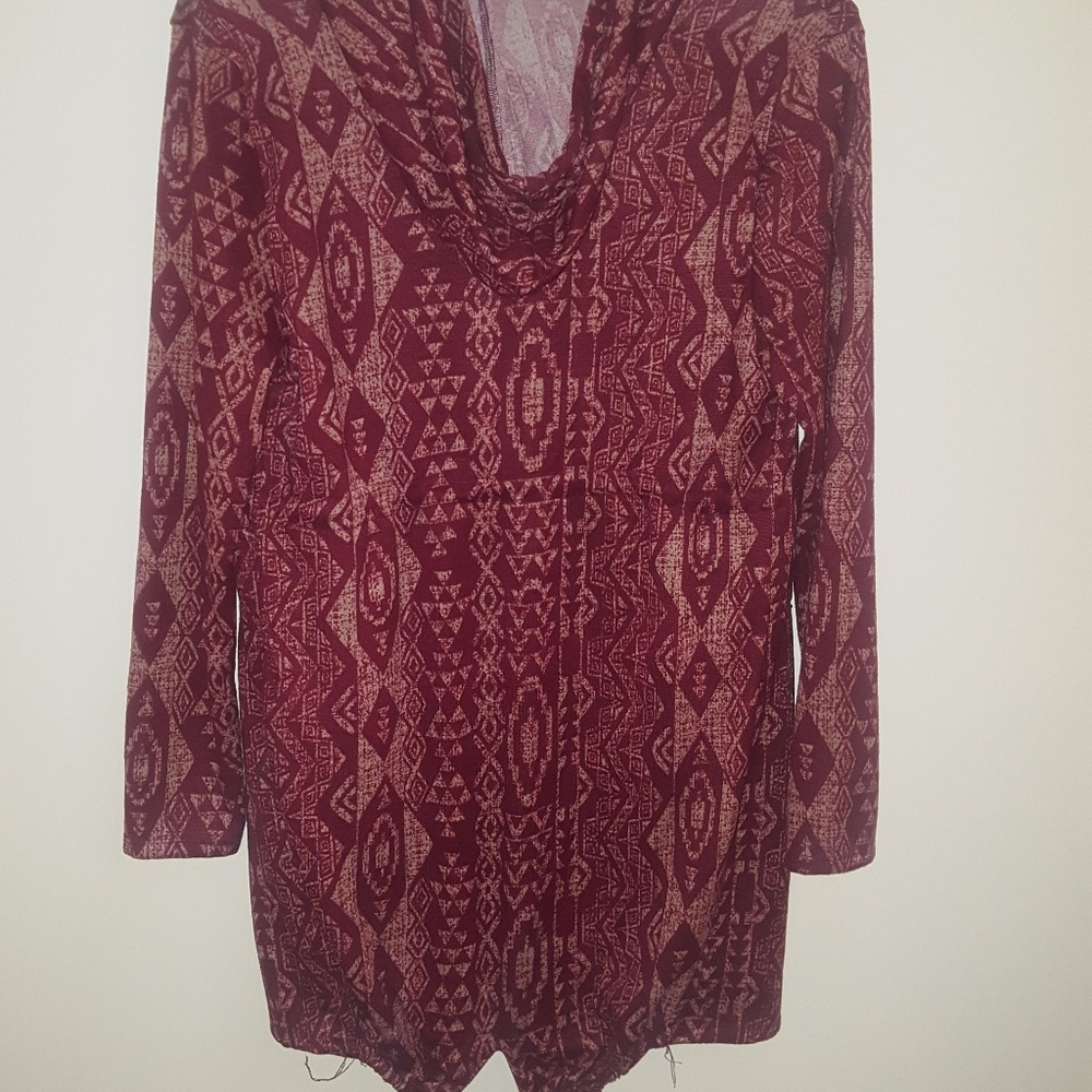 Love: Maroon Hoodie w/ Tribal Patterns
