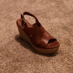 Brown leather Clarks Wedges