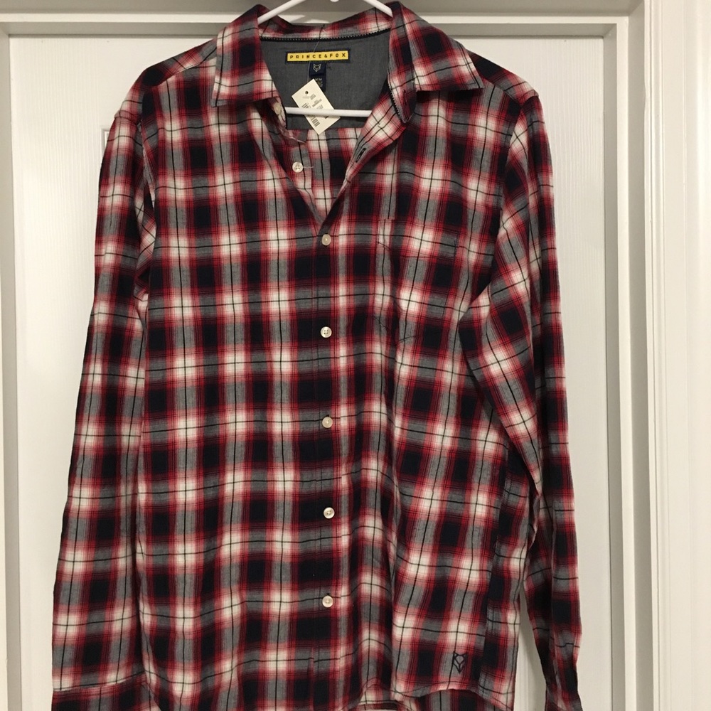 NWT Prince & Fox Plaid Long Sleeve Button Shirt
