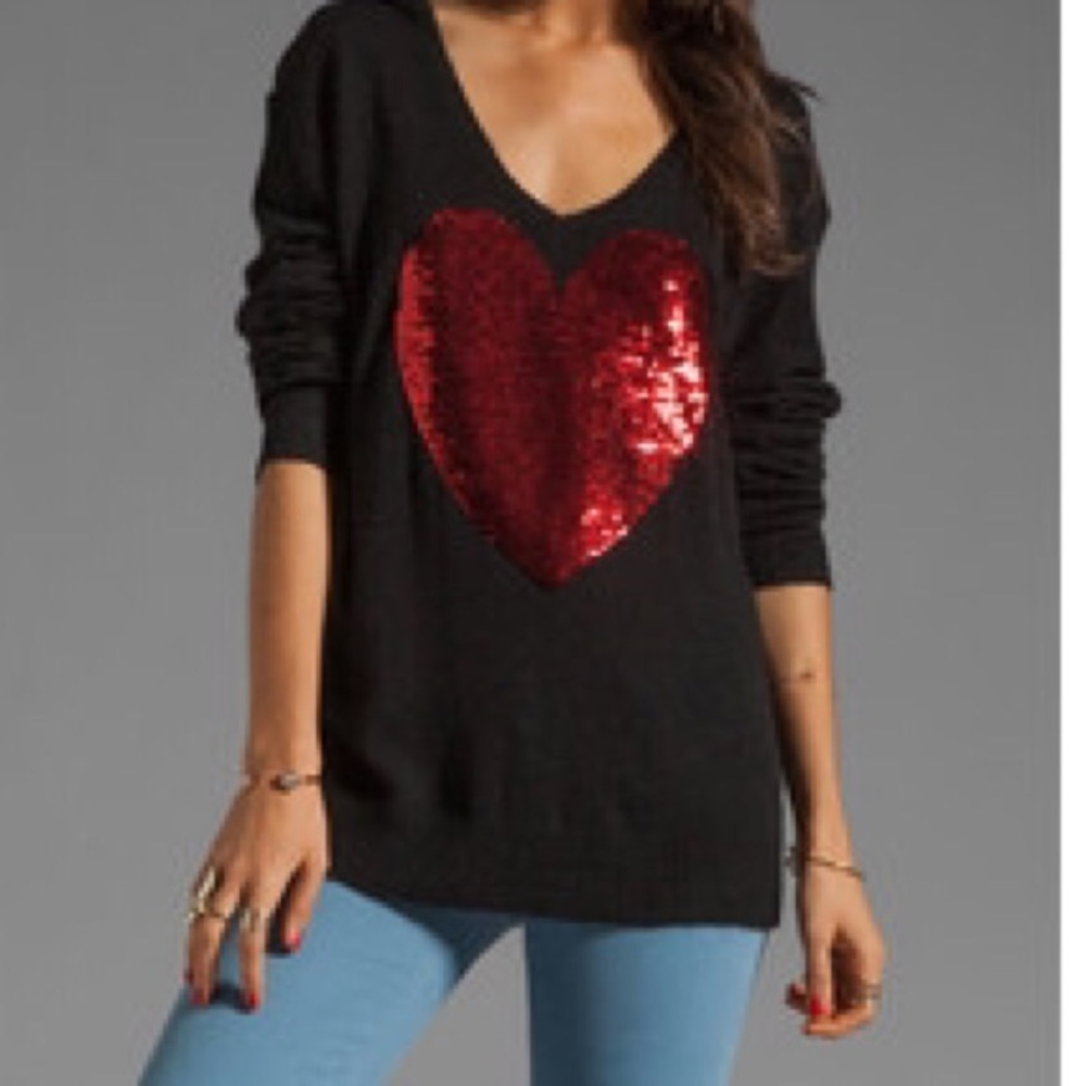 NWT WILDFOX COUTURE Sequin Heart Sweater
