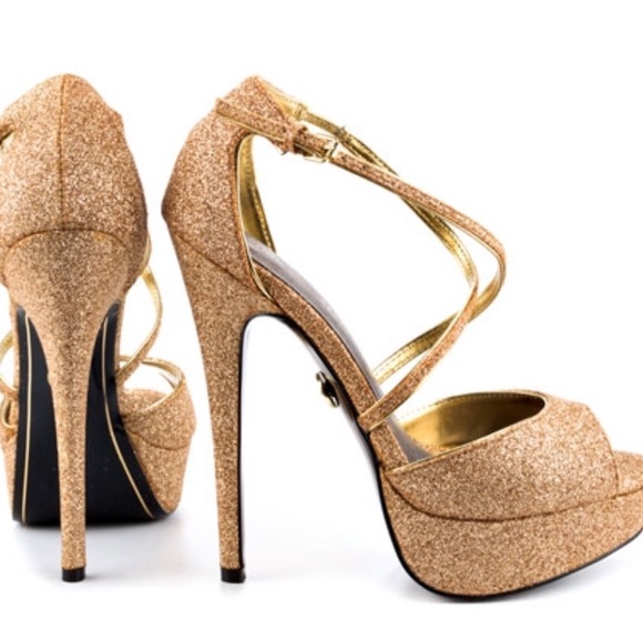 Adrienne Maloof Shoes - Adrienne Maloof Yvonne Gold Metallic Platform Heel