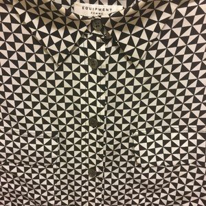 Black and white abstract silk button down