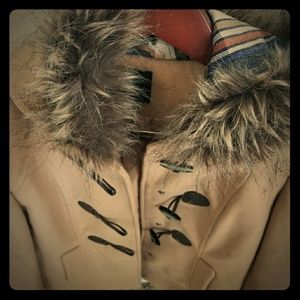 F21 Duffle / Toggle Coat W/ Fur Hood