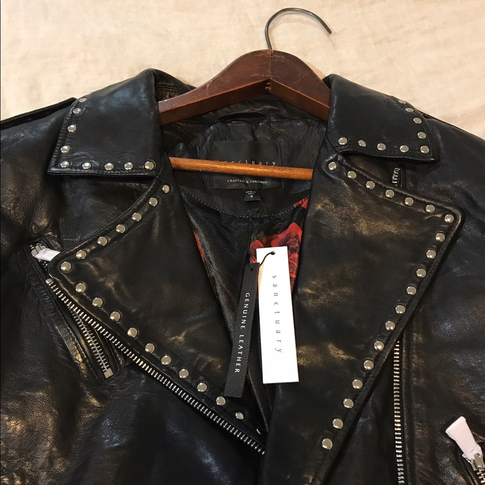 New w/ tags Sanctuary Ophelia  Moto Leather Jacket - Picture 4 of 5