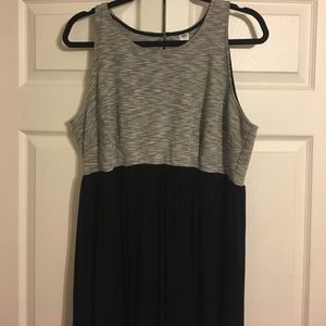 Gray and black midi dress