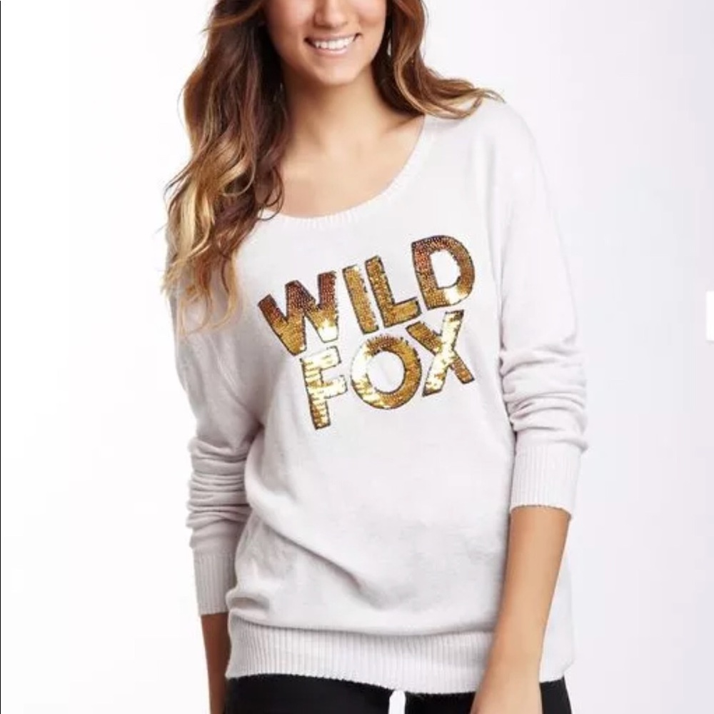 NWT Wildfox Logo Gold Sequin Sweater