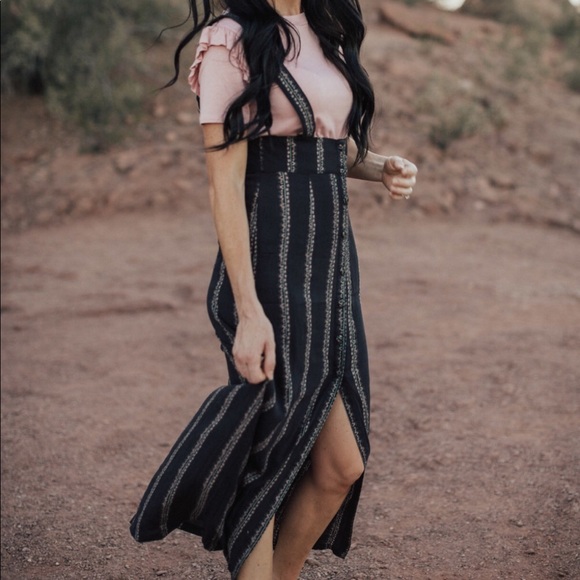 Overall Style Skirt - Charcoal Print - Picture 2 of 2