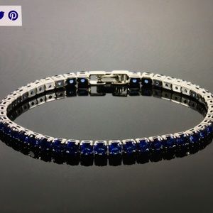 14k Gold Plated Sapphire Tennis Bracelet