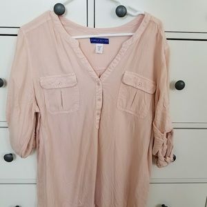 Worn Once Blush Tab-Sleeve Popover Blouse